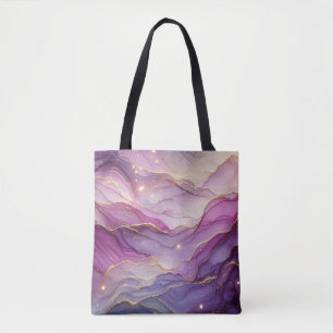 Abstract Modern Purple Pink Chic Gold Sparkle Tote Bag