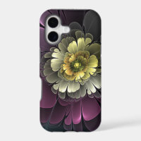 Abstract Modern Purpur Khaki Grey Fractal Flower