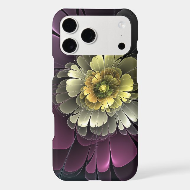 Abstract Modern Purpur Khaki Grey Fractal Flower (Back)