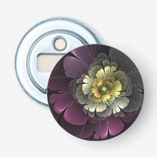 Abstract Modern Purpur Khaki Grey Fractal Flower Bottle Opener