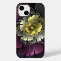 Abstract Modern Purpur Khaki Grey Fractal Flower