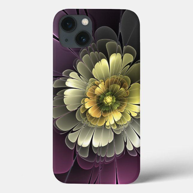 Abstract Modern Purpur Khaki Grey Fractal Flower Case-Mate iPhone Case (Back)