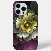 Abstract Modern Purpur Khaki Grey Fractal Flower