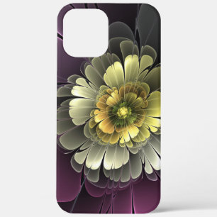 Abstract Modern Purpur Khaki Grey Fractal Flower iPhone 12 Pro Max Case