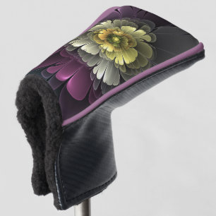 Abstract Modern Purpur Khaki Grey Fractal Flower Golf Head Cover