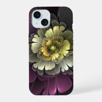 Abstract Modern Purpur Khaki Grey Fractal Flower