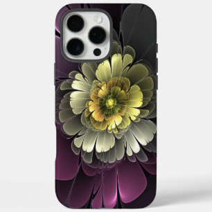Abstract Modern Purpur Khaki Grey Fractal Flower iPhone 16 Pro Max Case