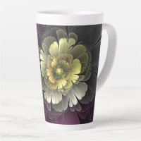 Abstract Modern Purpur Khaki Grey Fractal Flower