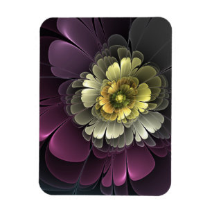 Abstract Modern Purpur Khaki Grey Fractal Flower Magnet