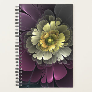 Abstract Modern Purpur Khaki Grey Fractal Flower Planner