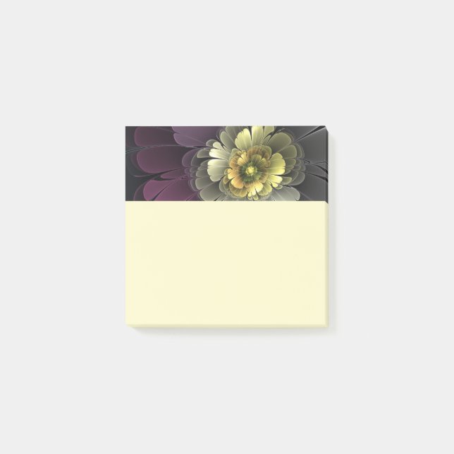 Abstract Modern Purpur Khaki Grey Fractal Flower Post-it Notes (Front)