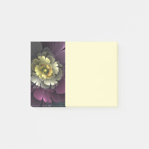 Abstract Modern Purpur Khaki Grey Fractal Flower Post-it Notes