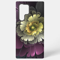 Abstract Modern Purpur Khaki Grey Fractal Flower