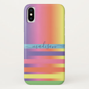 Abstract Modern Rainbow Your Name Monogram Case-Mate iPhone Case