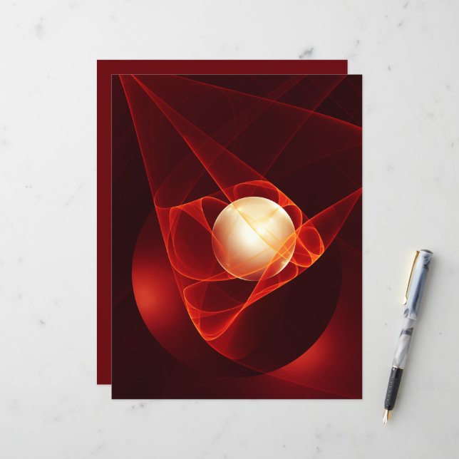Abstract Modern Red Cream Fantasy Fractal Art (Front/Back In Situ)