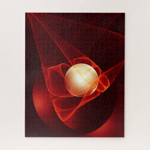 Abstract Modern Red Cream Fantasy Fractal Art Jigsaw Puzzle