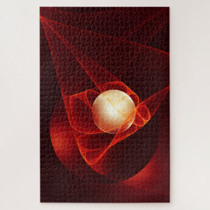 Abstract Modern Red Cream Fantasy Fractal Art Jigsaw Puzzle