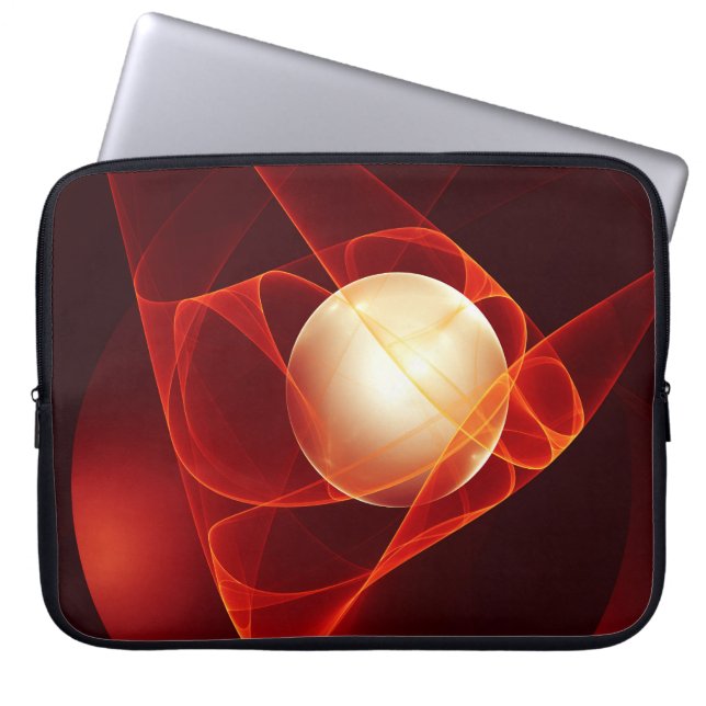 Abstract Modern Red Cream Fantasy Fractal Art Laptop Sleeve (Front)