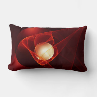 Abstract Modern Red Cream Fantasy Fractal Art Lumbar Cushion