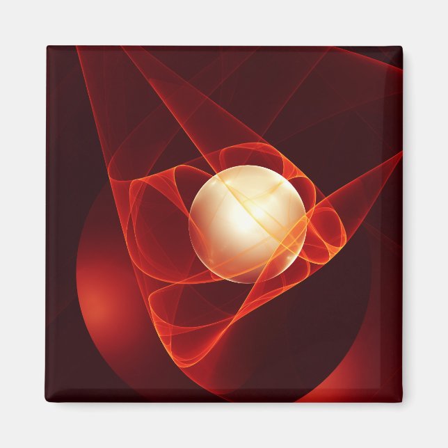 Abstract Modern Red Cream Fantasy Fractal Art Magnet (Front)