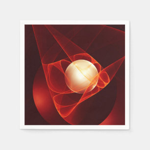 Abstract Modern Red Cream Fantasy Fractal Art Napkin