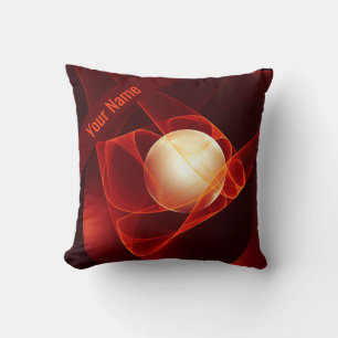 Abstract Modern Red Cream Fantasy Fractal Name Cushion