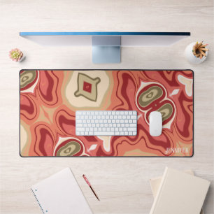Abstract Modern Red Green Colourful Boho Name Desk Mat
