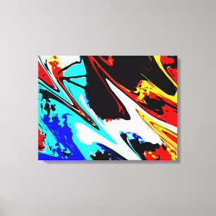 Abstract Modern Red Yellow Blue Black Wrapped Canvas Print