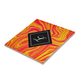 Abstract Modern Red Yellow Liquid Marble Tile