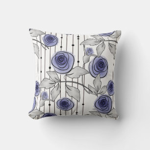 Abstract modern roses flowers violet grey white be cushion