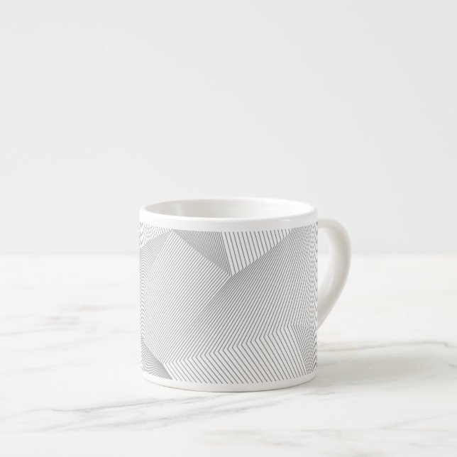 Abstract, modern, simple, dynamic line pattern espresso cup (Front Right)