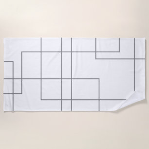 Abstract, modern, simple, minimal line pattern art beach towel