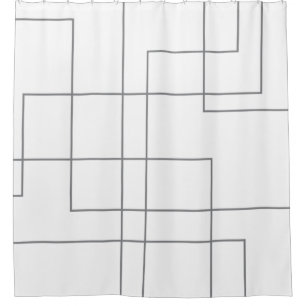 Abstract, modern, simple, minimal line pattern art shower curtain
