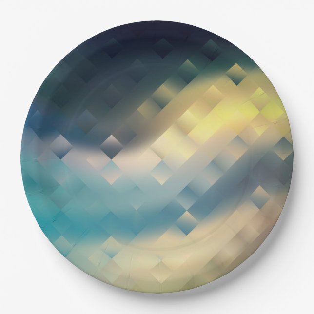 Abstract modern soft gradient liquid blurred textu paper plate (Front)
