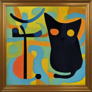Abstract Modern Stylised Black Cat 1:1 Poster