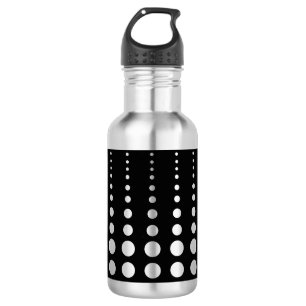 Abstract modern stylish black white lines dots cir 532 ml water bottle
