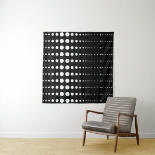 Abstract modern stylish black white lines dots cir tapestry