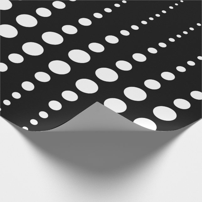 Abstract modern stylish black white lines dots cir wrapping paper (Corner)