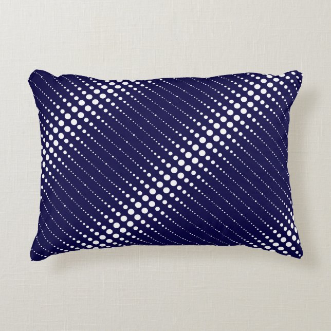 Abstract modern stylish navy white lines dots circ decorative cushion (Front)