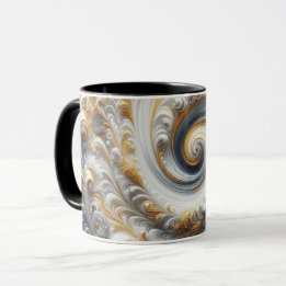 Abstract Modern Swirling Gold, Black and White Mug