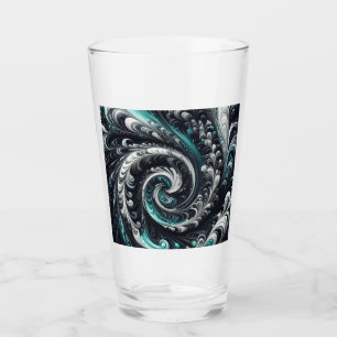 Abstract Modern Swirling Green, Silver and Black Glass