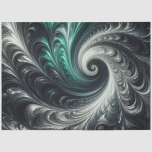 Abstract Modern Swirling Green, Silver and Black Tissue Paper
