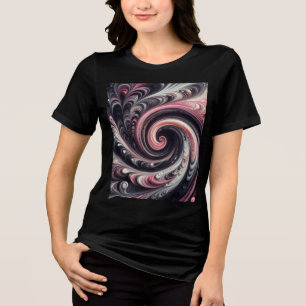 Abstract Modern Swirling Pink, Black and White Tri-Blend Shirt