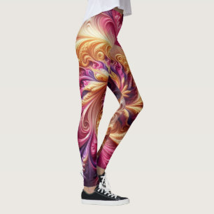 Abstract Modern Swirling Pink, Gold and Purple  Leggings