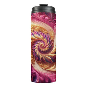 Abstract Modern Swirling Pink, Gold and Purple  Thermal Tumbler