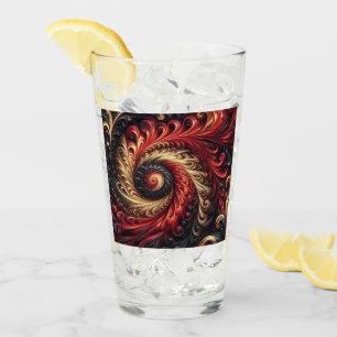 Abstract Modern Swirling Red, Black and Gold Glass