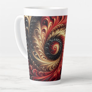 Abstract Modern Swirling Red, Black and Gold Latte Mug