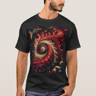 Abstract Modern Swirling Red, Black and Gold T-Shirt
