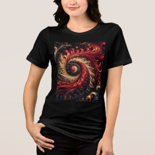 Abstract Modern Swirling Red, Black and Gold Tri-Blend Shirt