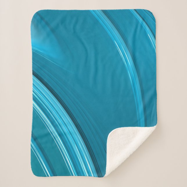 Abstract Modern Teal Blue Swirl Small Sherpa Blanket (Front)